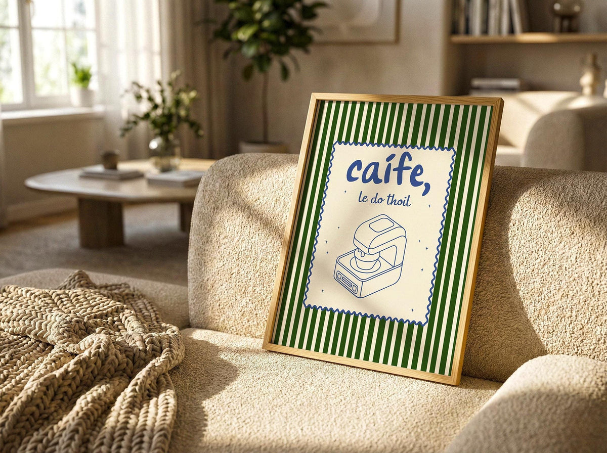 Caife le do thoil espresso machine Irish print – wall mockup 1