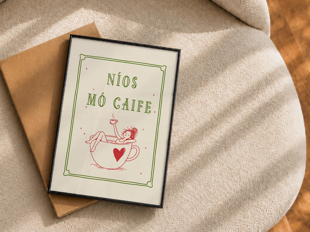 Níos Mó Caife coffee cup print – mockup 5
