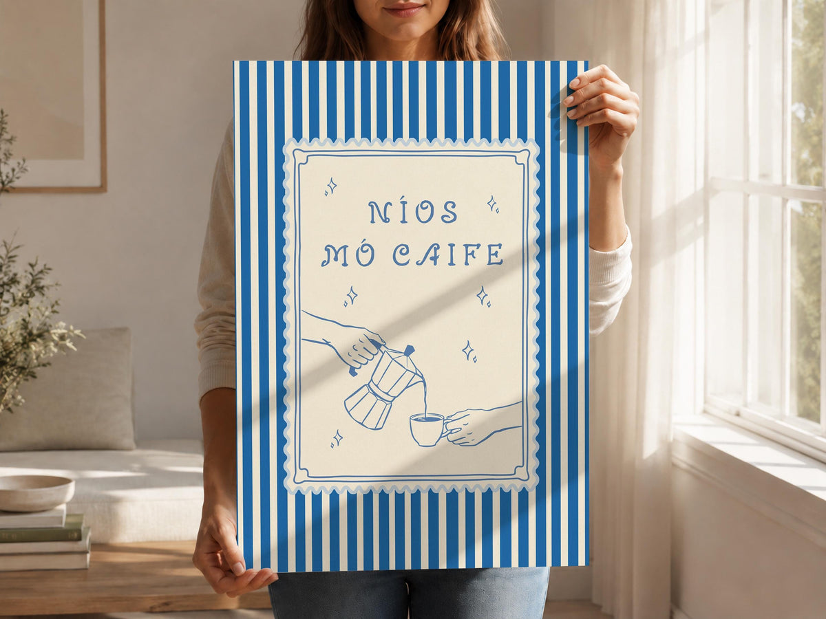 Níos Mó Caife moka pot print – mockup 4
