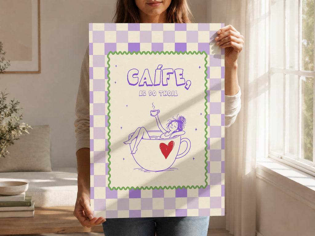 Caife le do thoil checkerboard Irish print – wall mockup 2