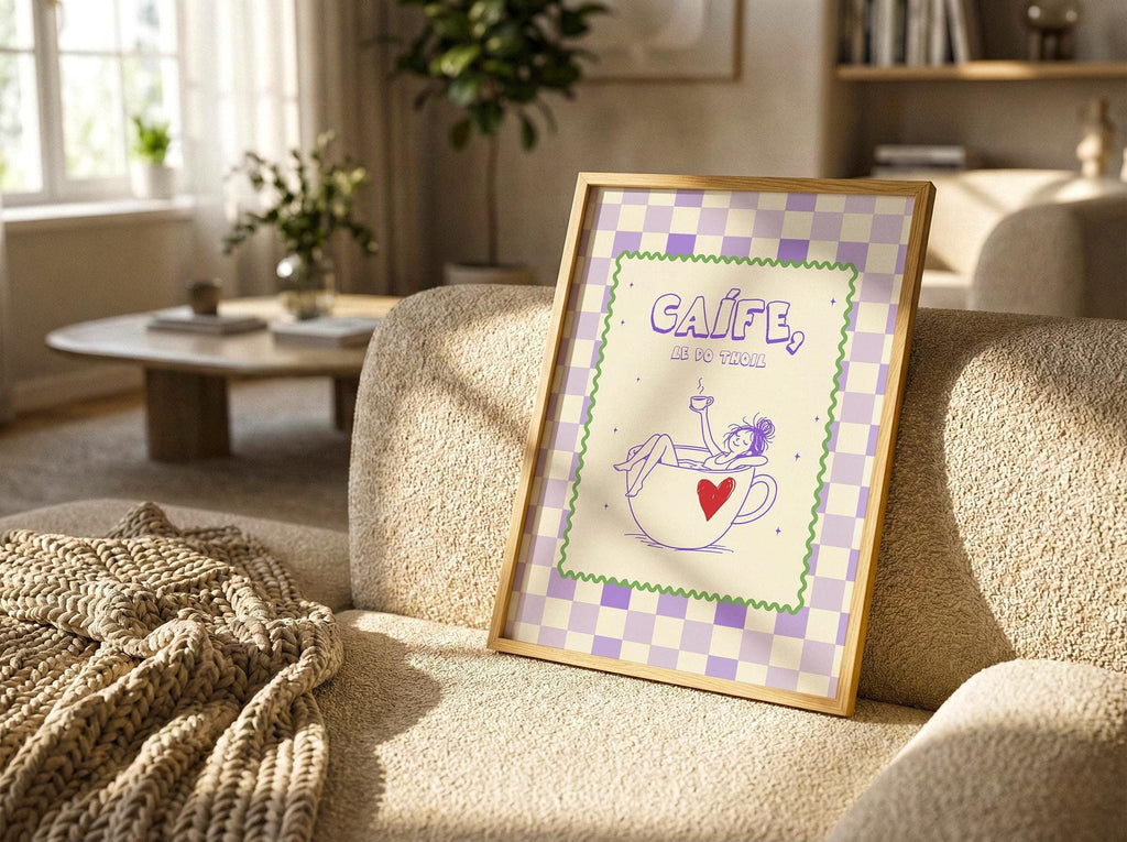 Caife le do thoil checkerboard Irish print – wall mockup 3