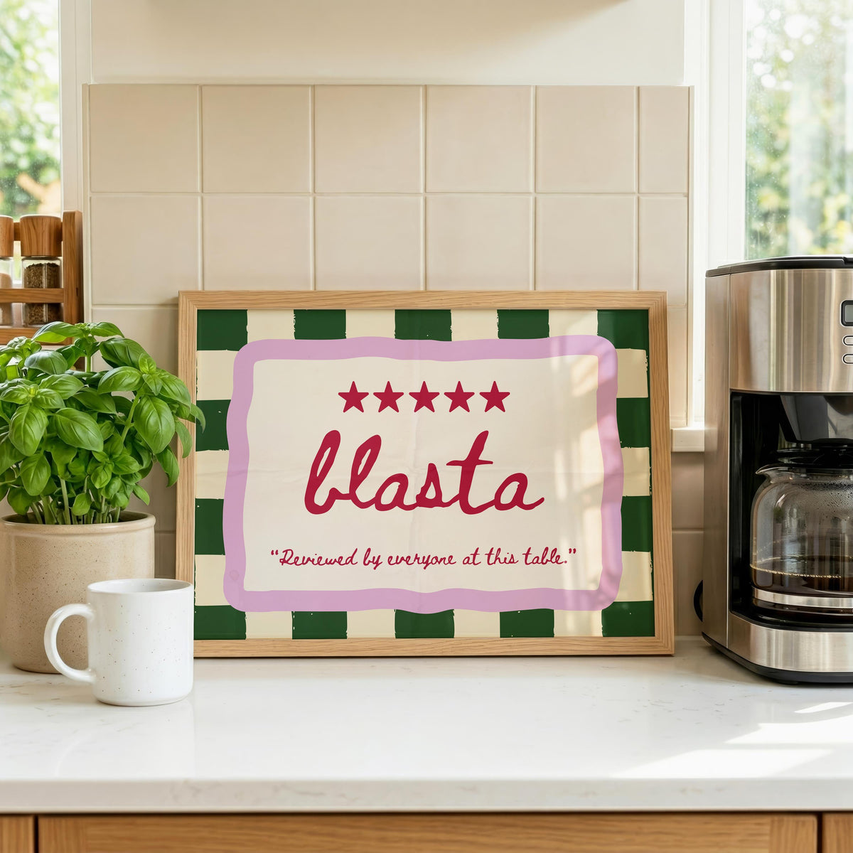 Blasta Green Stripe Irish print – wall mockup 2