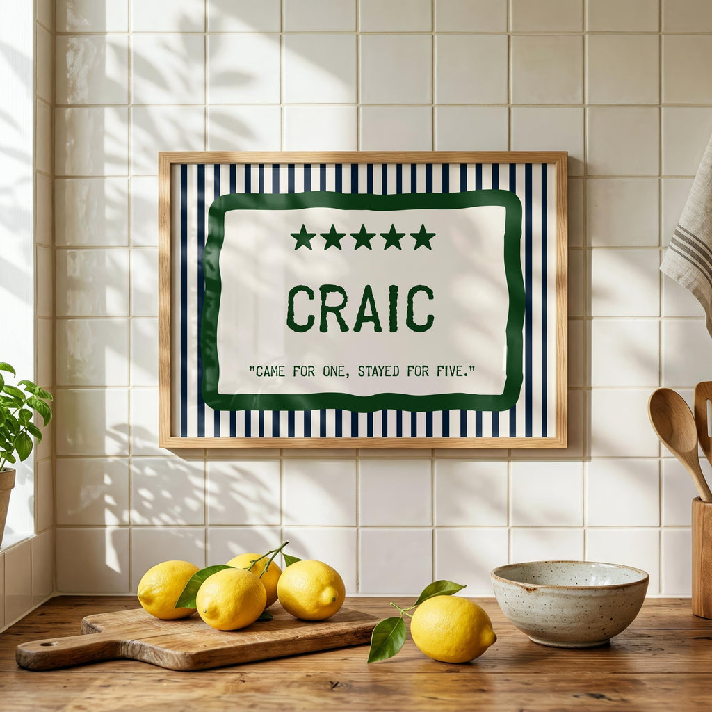 Craic Came for One Irish print – wall mockup 3
