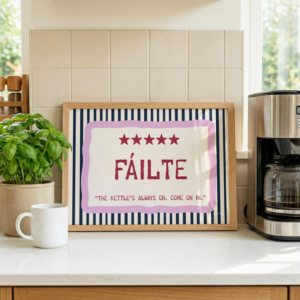 Fáilte Five Star Irish print – wall mockup 2