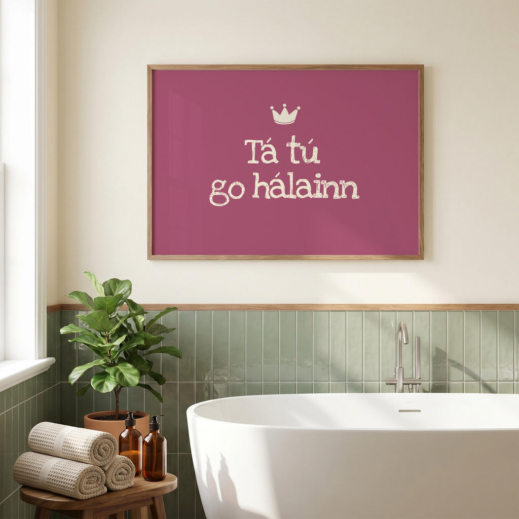 Tá Tú Go Hálainn Raspberry Irish print – wall mockup 6