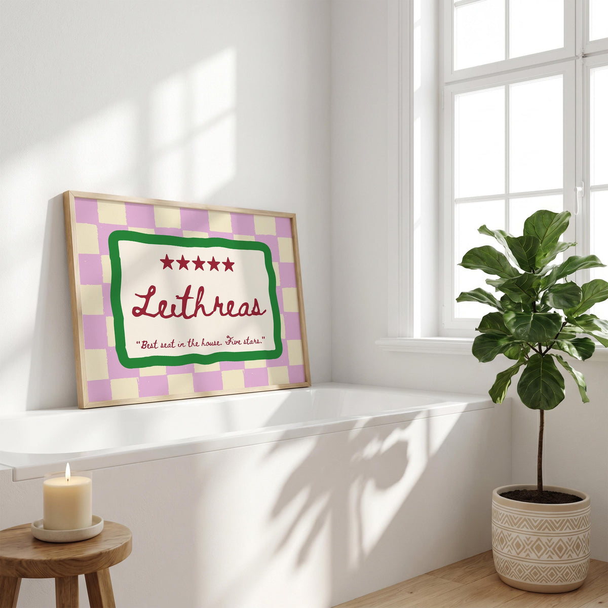 Leithreas toilet sign Irish print – wall mockup 3