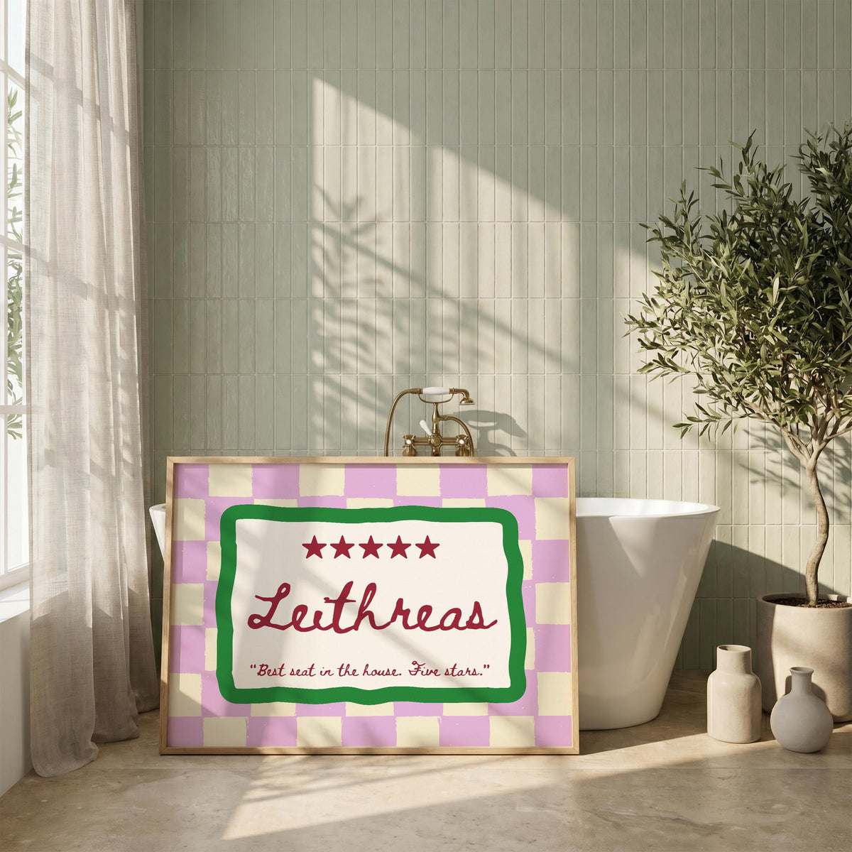 Leithreas toilet sign Irish print – wall mockup 5