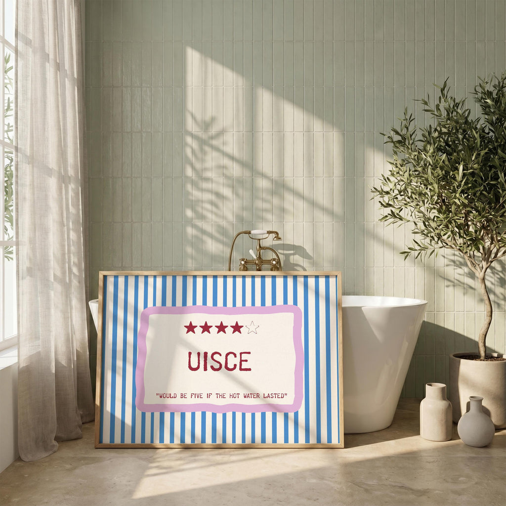 Uisce hot water joke Irish print – wall mockup 5