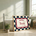 Uisce navy checkered Irish print – wall mockup 1