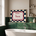 Uisce navy checkered Irish print – wall mockup 4