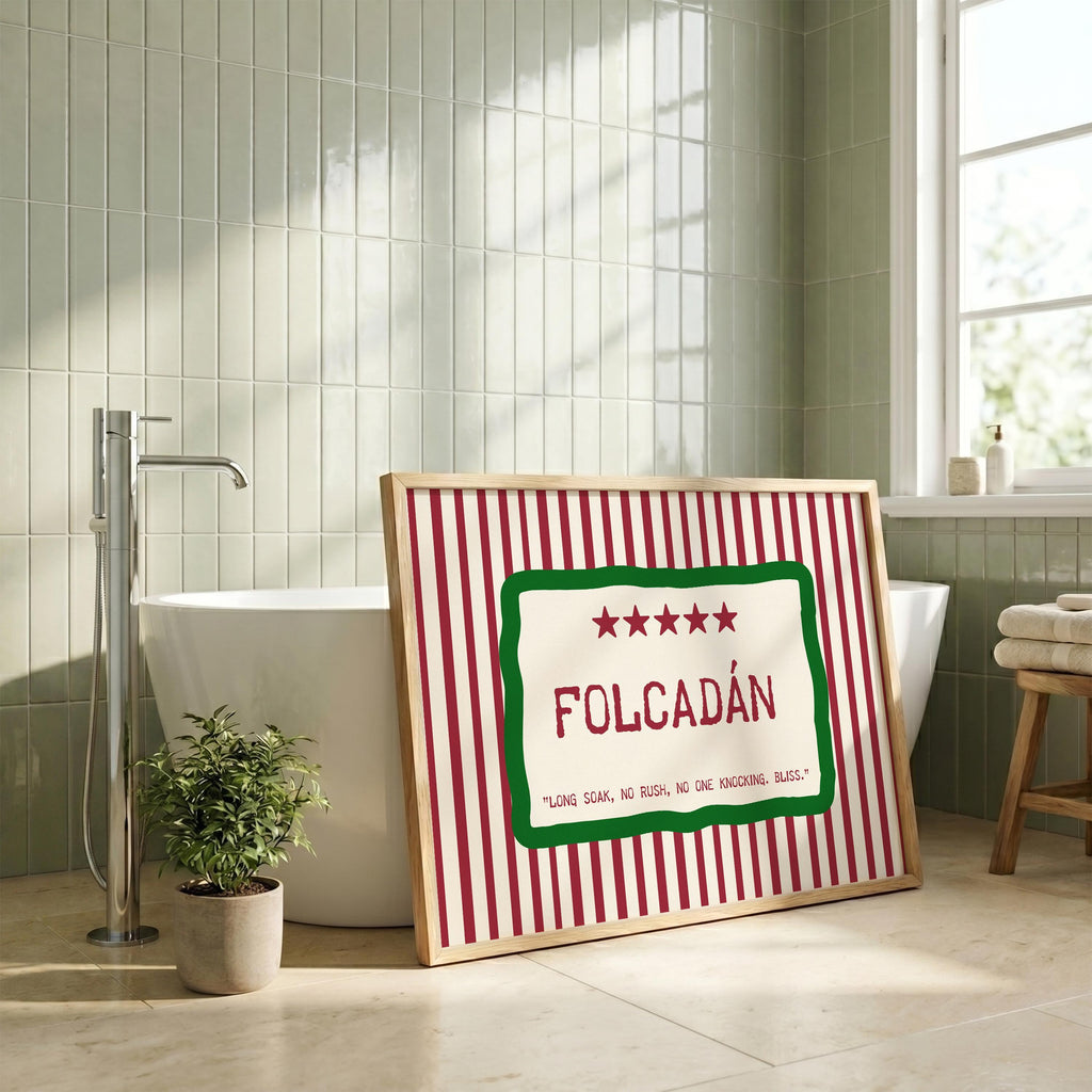 Folcadán Long Soak Irish print – wall mockup 2