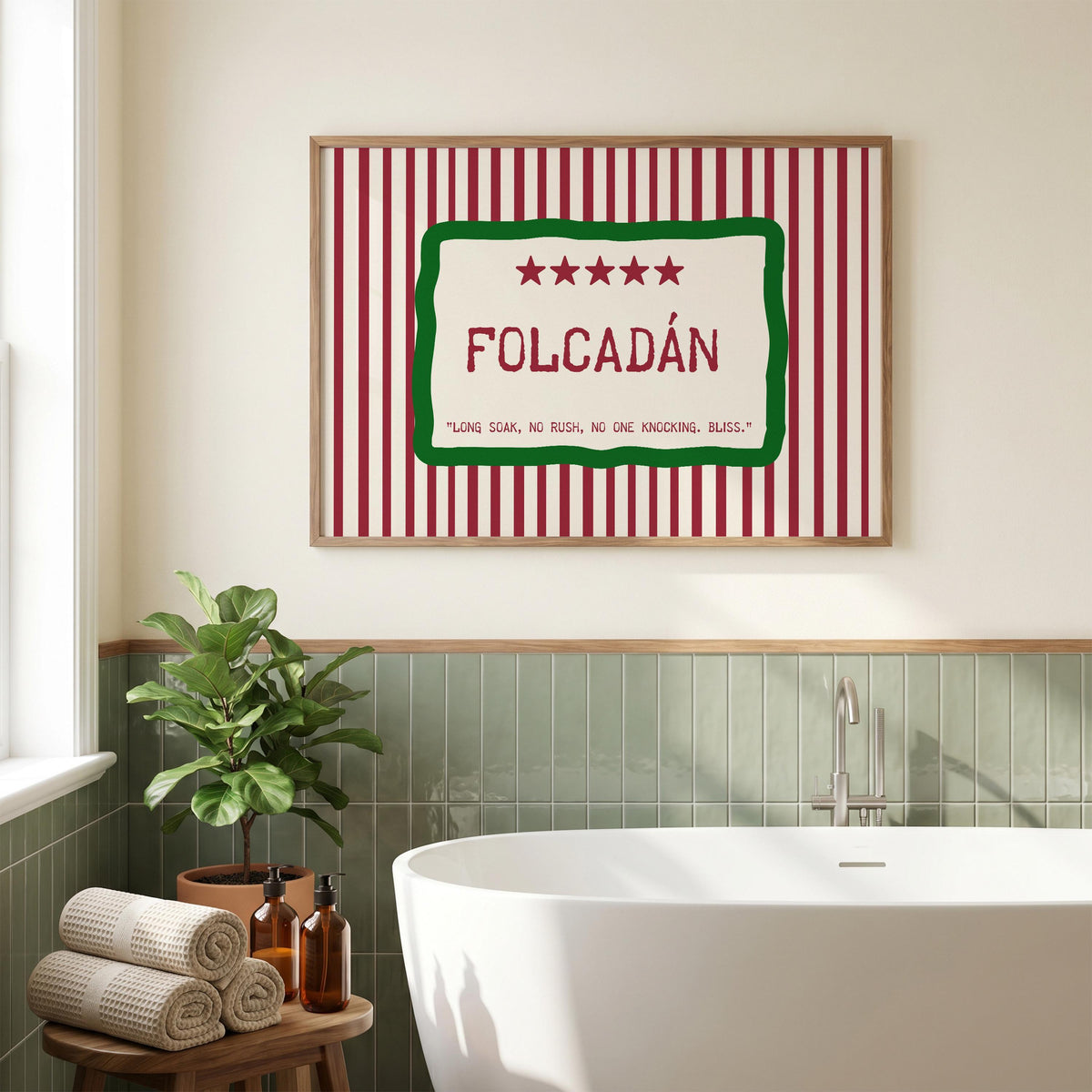 Folcadán Long Soak Irish print – wall mockup 4
