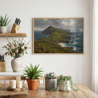 Great Blasket Island vintage Irish oil painting print – wall mockup 1