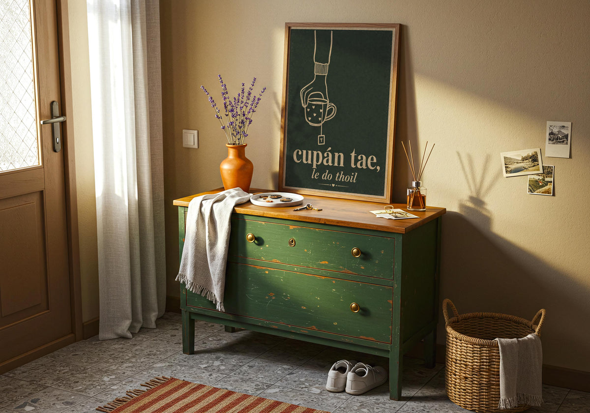 Cupán Tae Green Irish print – wall mockup 1