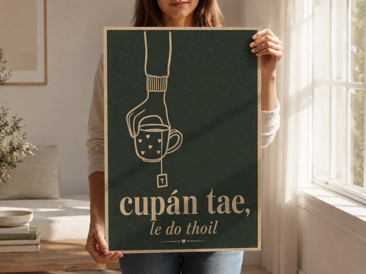 Cupán Tae Green Irish print – wall mockup 5