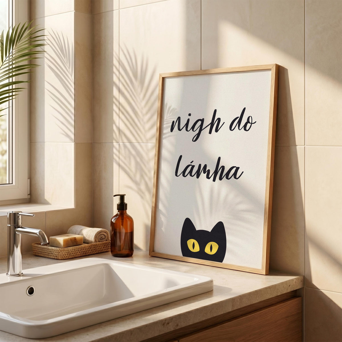 Nigh Do Lámha black cat print – mockup 2