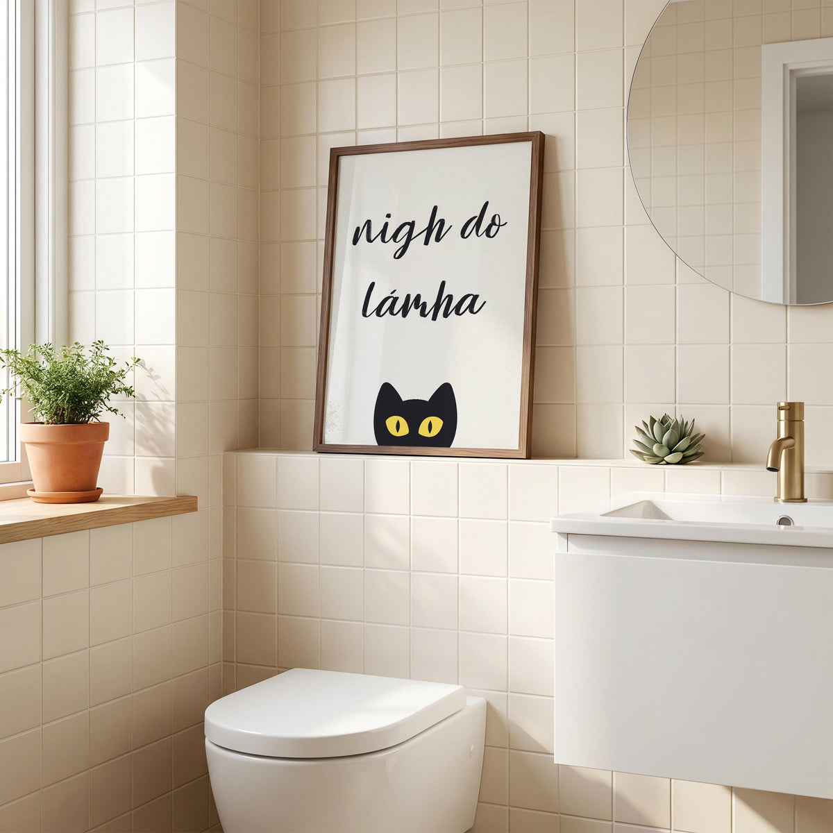 Nigh Do Lámha black cat print – mockup 3