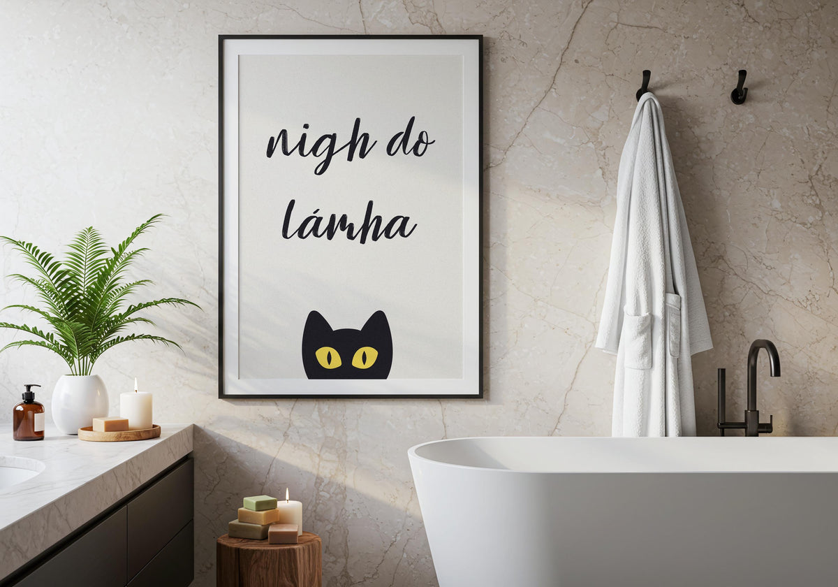 Nigh Do Lámha black cat print – mockup 5