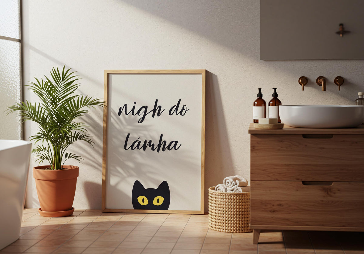 Nigh Do Lámha black cat print – mockup 6