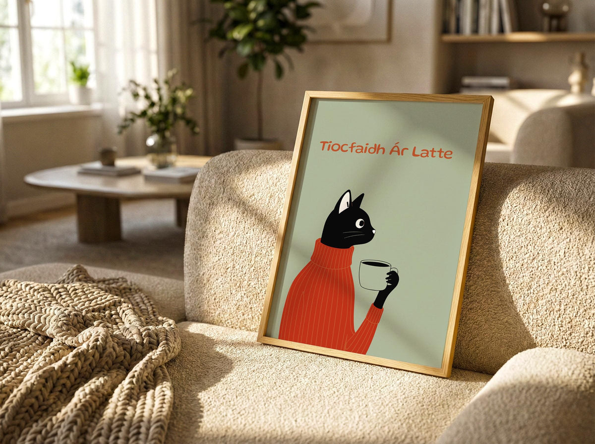 Tiocfaidh Ár Latte Irish print – mockup 4