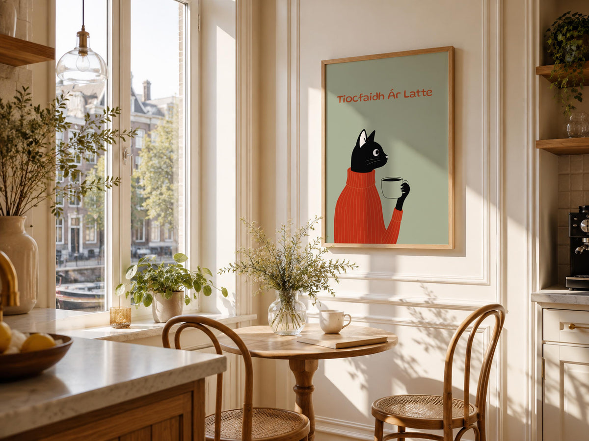 Tiocfaidh Ár Latte Irish print – mockup 2