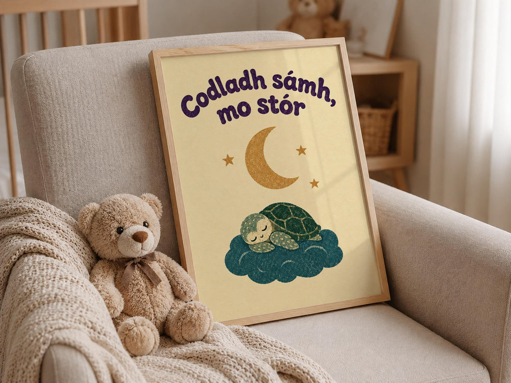 Codladh Sámh Mo Stór Turtle Irish print – wall mockup 5