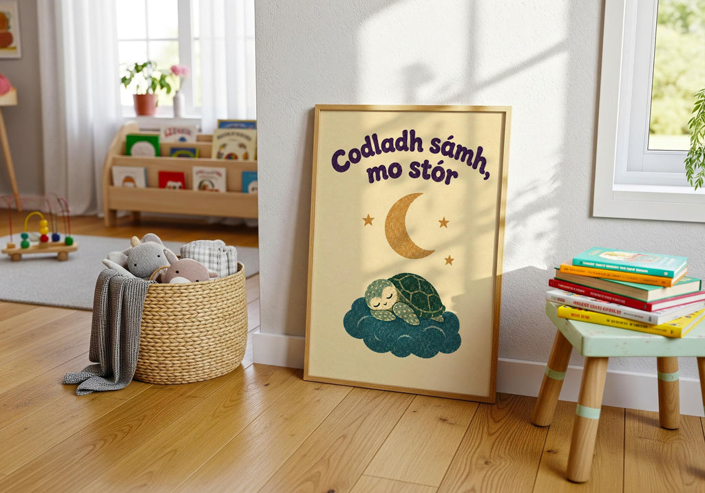 Codladh Sámh Mo Stór Turtle Irish print – wall mockup 6