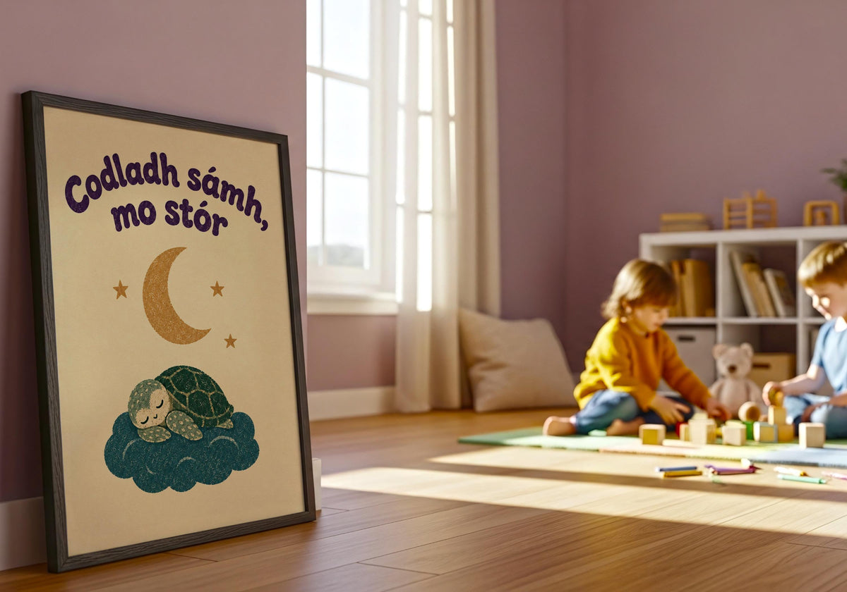 Codladh Sámh Mo Stór Turtle Irish print – wall mockup 7