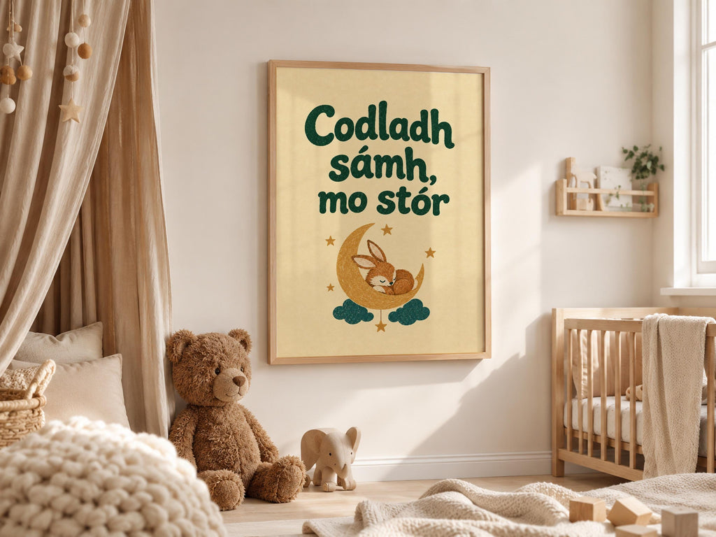 Codladh Sámh Mo Stór Irish print – wall mockup 1