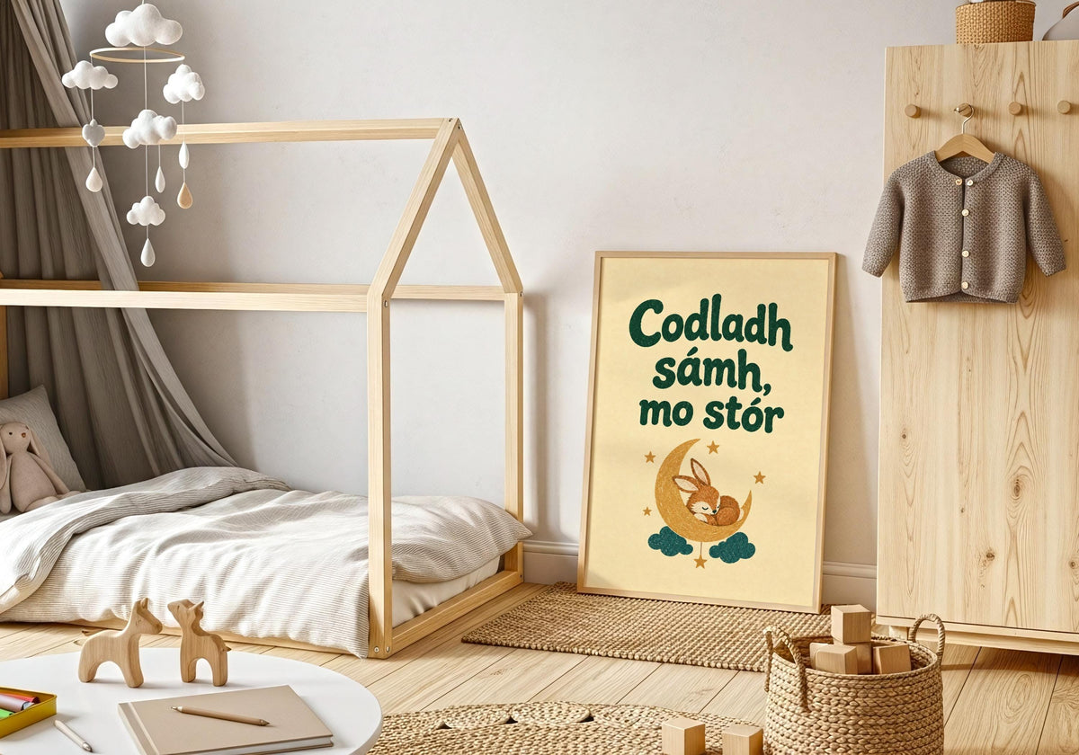 Codladh Sámh Mo Stór Irish print – wall mockup 5