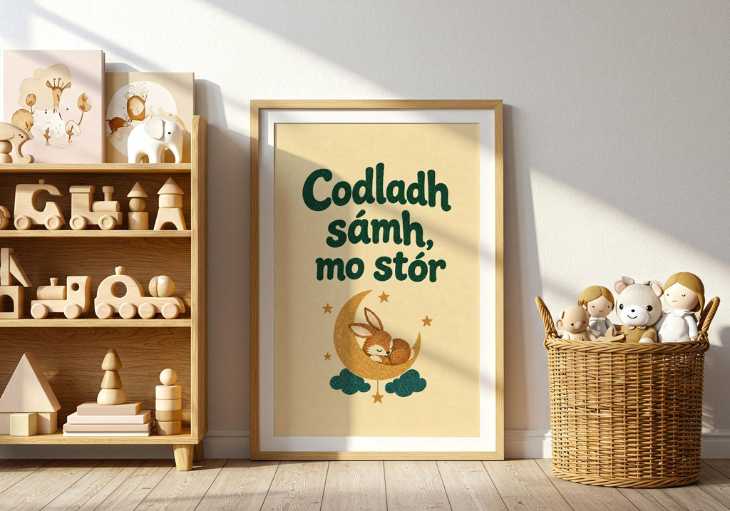 Codladh Sámh Mo Stór Irish print – wall mockup 9