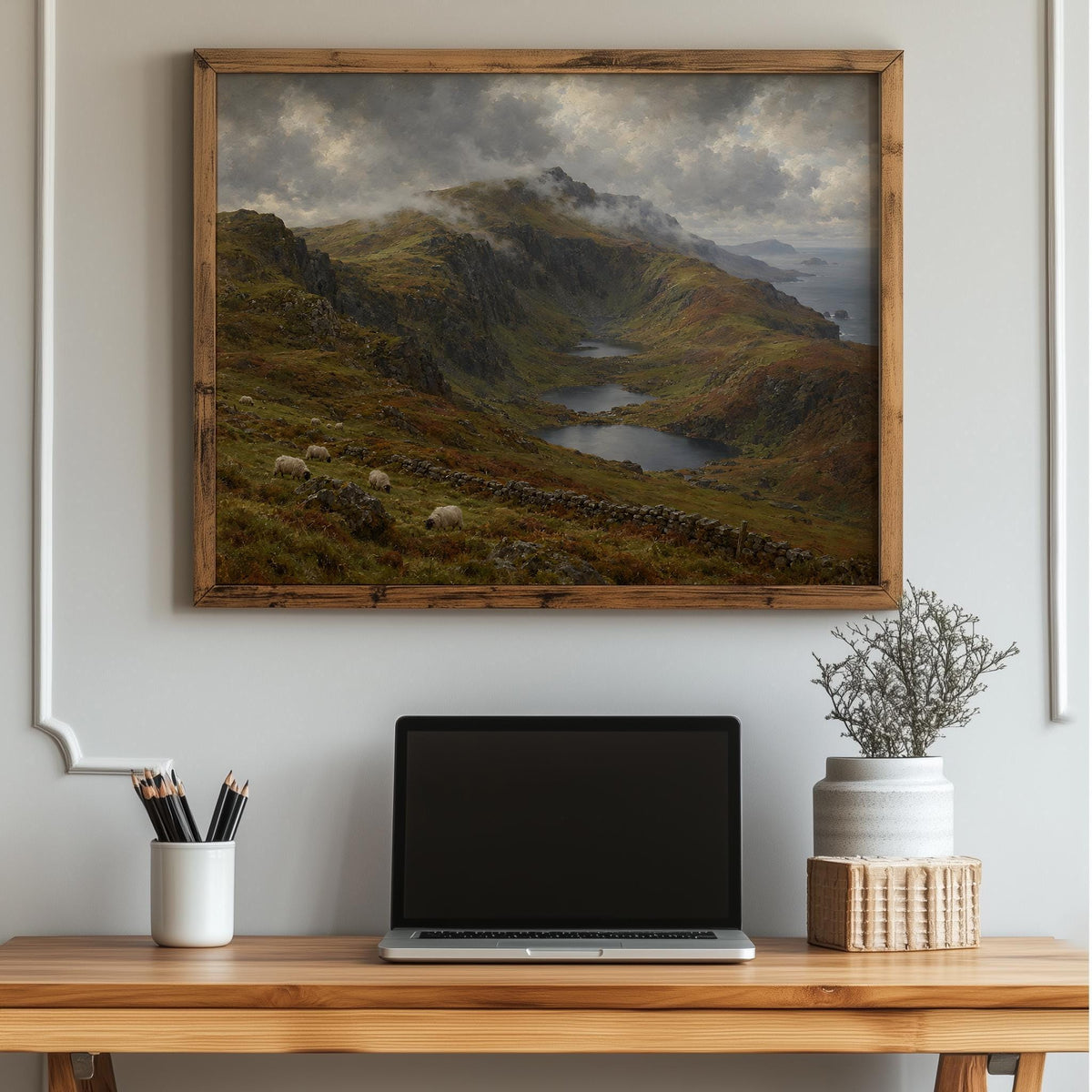 Brandon Peak Dingle vintage Irish oil painting print – wall mockup 4