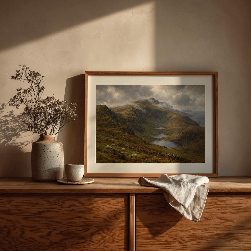 Brandon Peak Dingle vintage Irish oil painting print – wall mockup 9