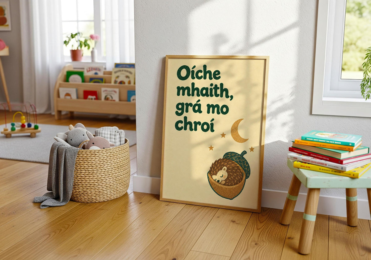 Oíche Mhaith phrase print – mockup 8