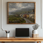 Doolin village vintage Irish oil painting print – wall mockup 4