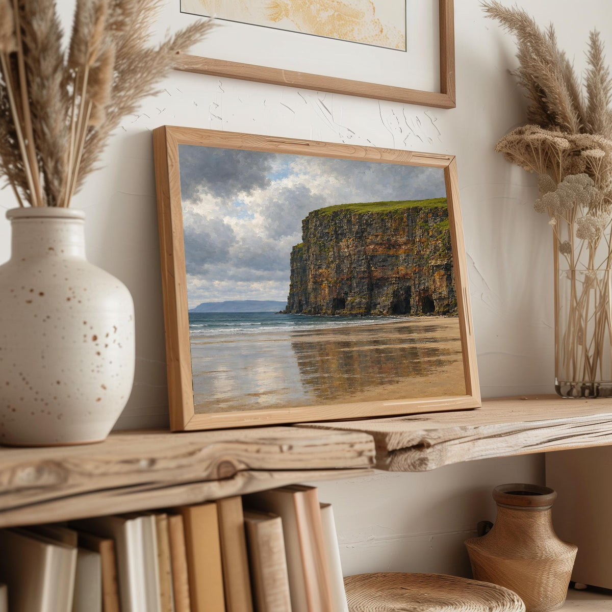 Ballybunion Cliffs vintage Irish oil painting print – wall mockup 3