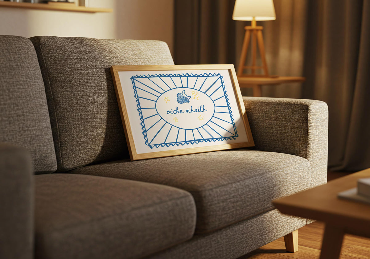 Oíche Mhaith blue moon print – mockup 6
