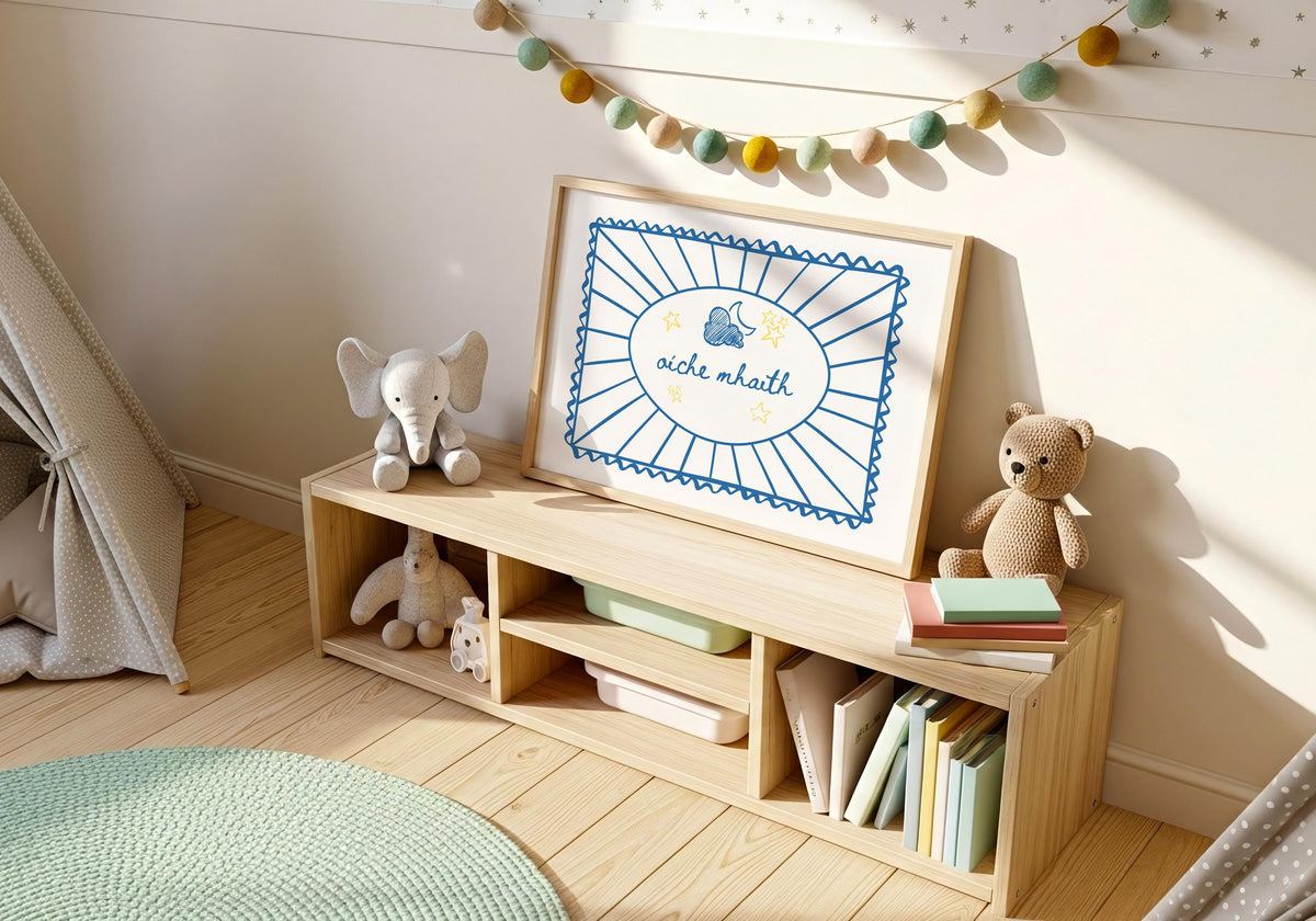 Oíche Mhaith blue moon print – mockup 5