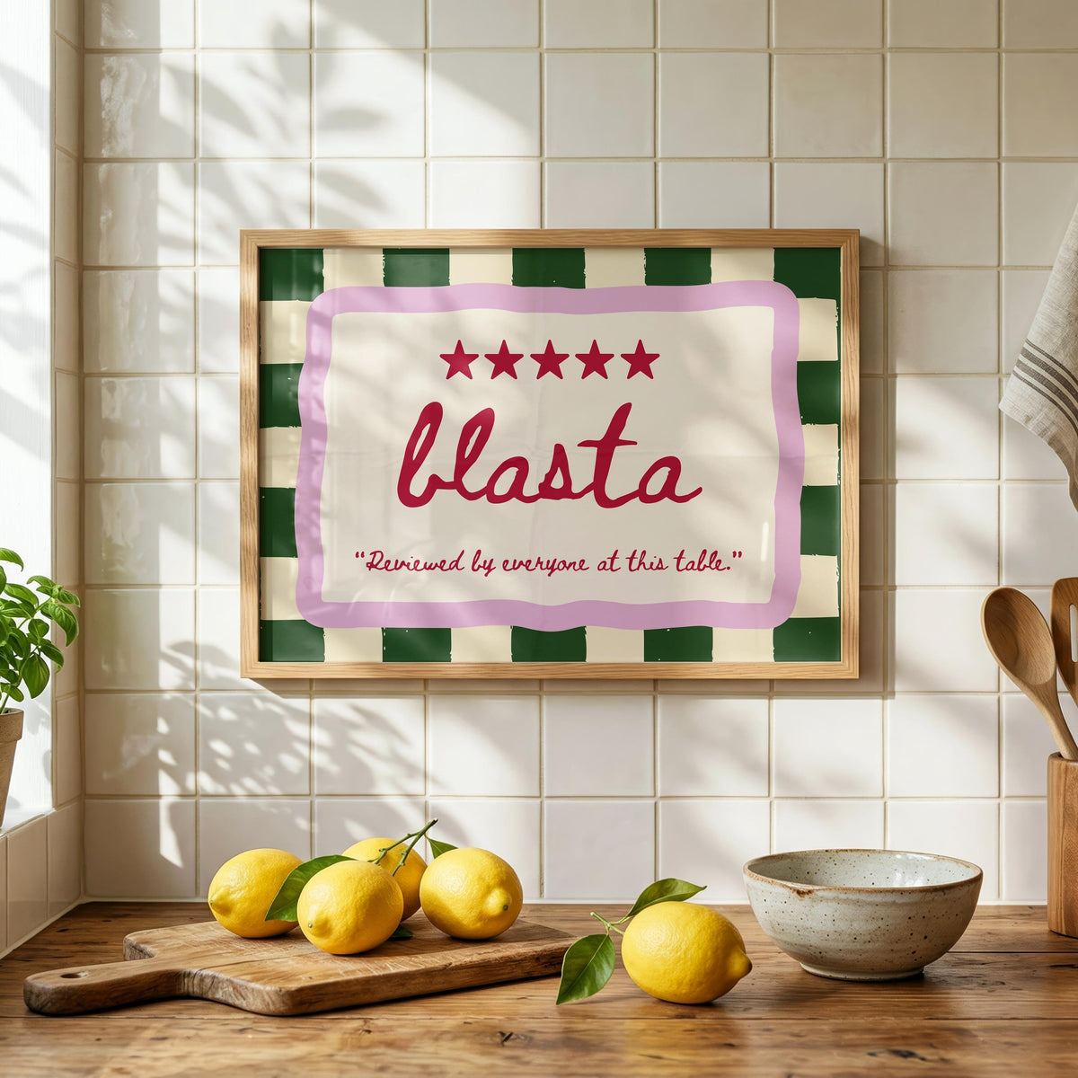 Blasta Green Stripe Irish print – wall mockup 3