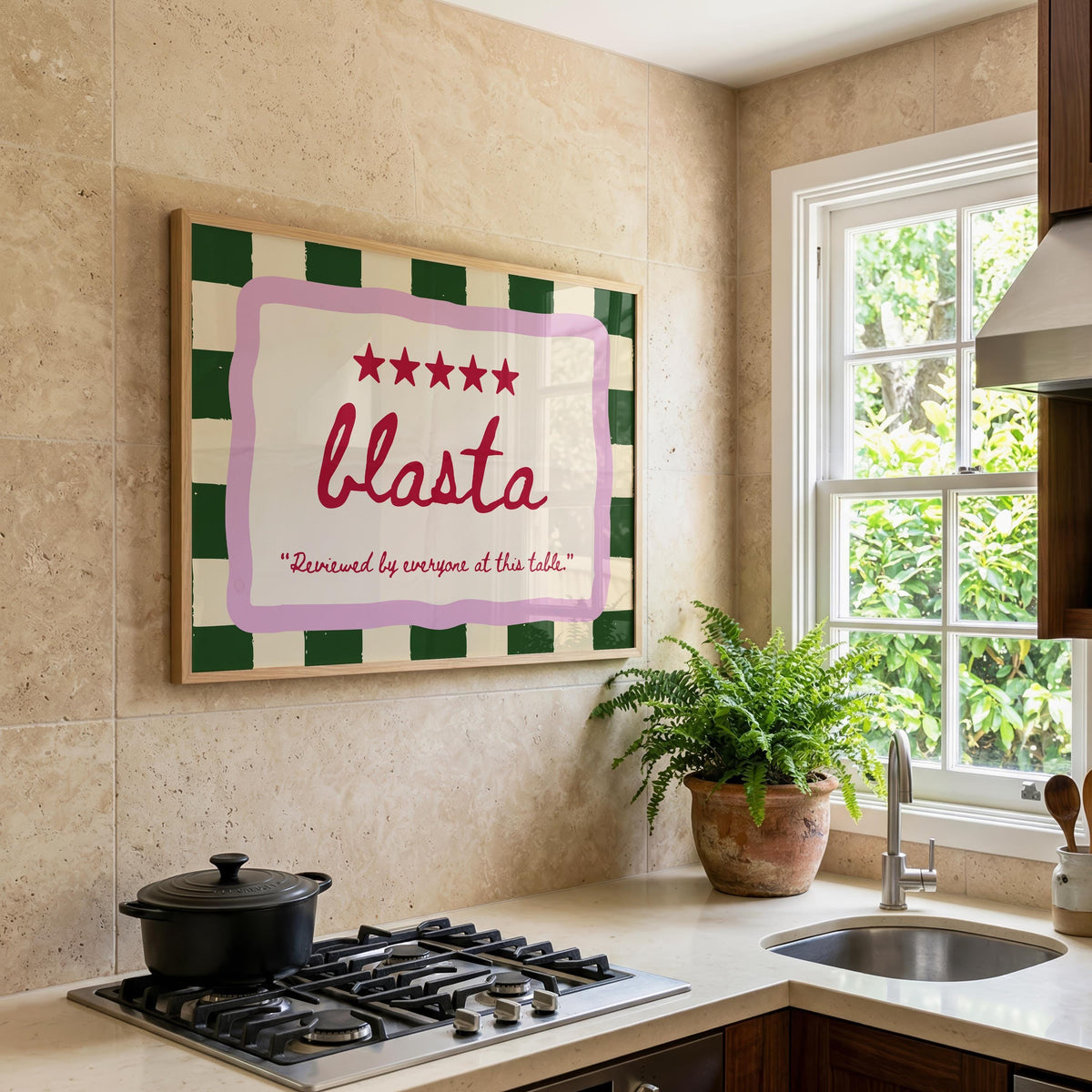 Blasta Green Stripe Irish print – wall mockup 4