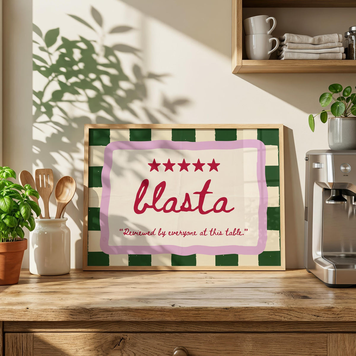 Blasta Green Stripe Irish print – wall mockup 5