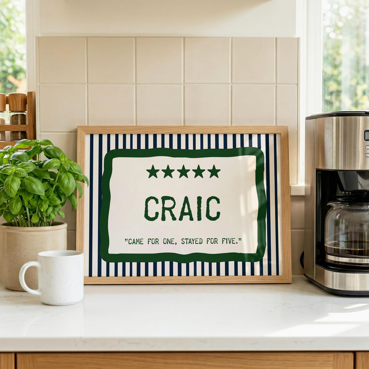 Craic Came for One Irish print – wall mockup 2