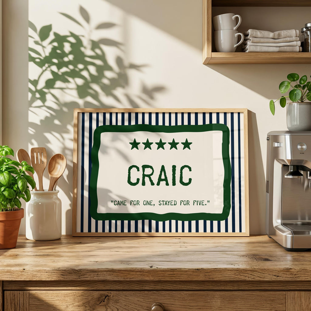 Craic Came for One Irish print – wall mockup 5