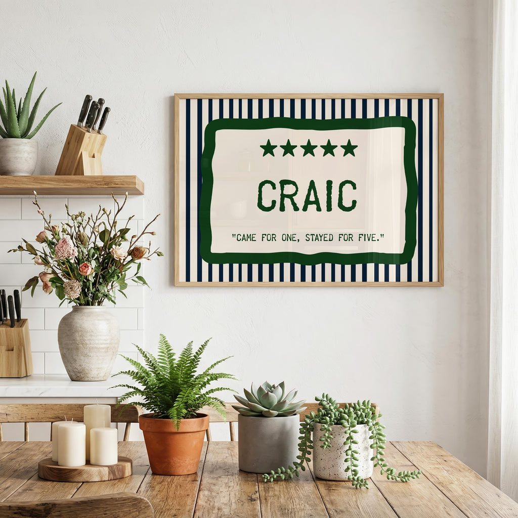 Craic Came for One Irish print – wall mockup 1