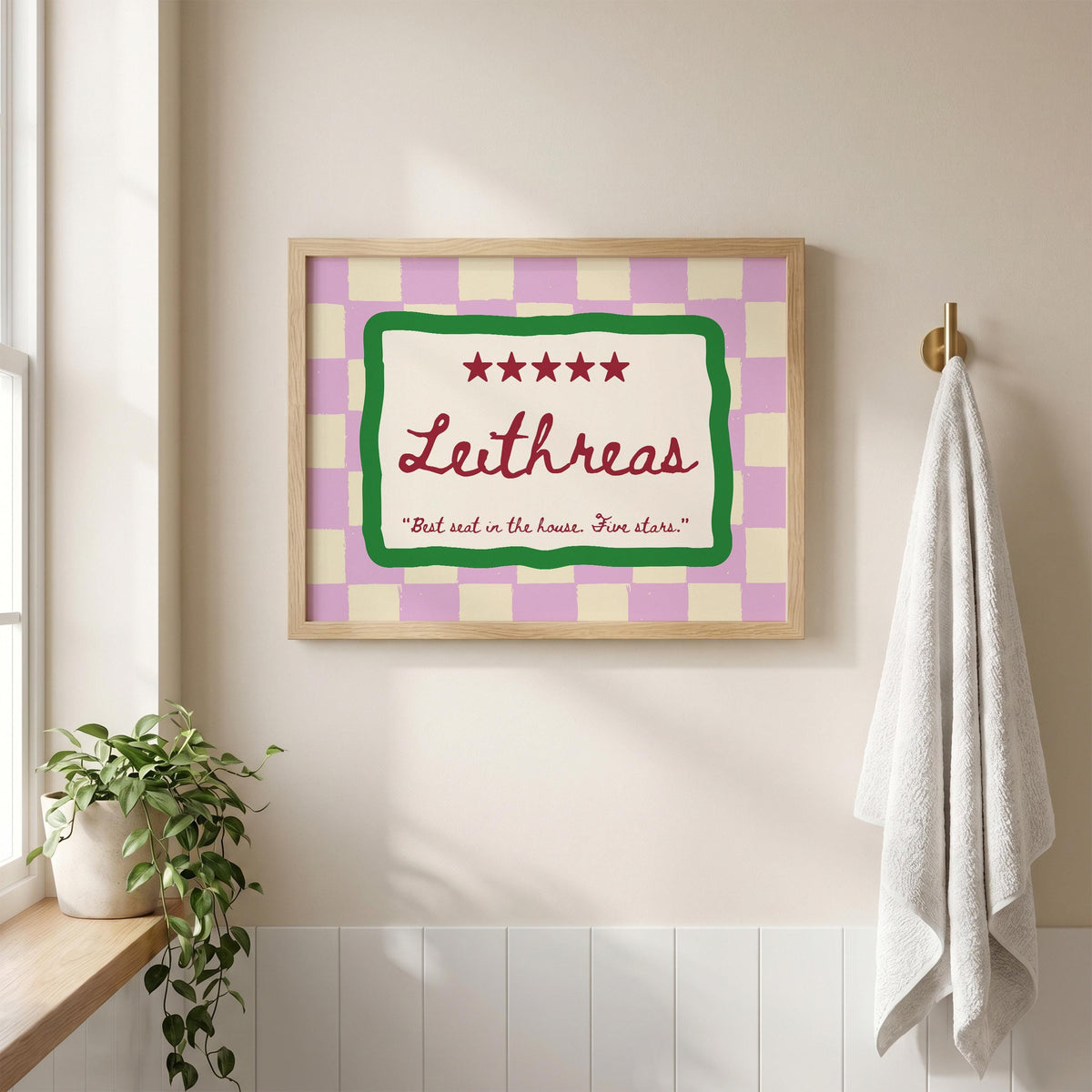Leithreas toilet sign Irish print – wall mockup 1