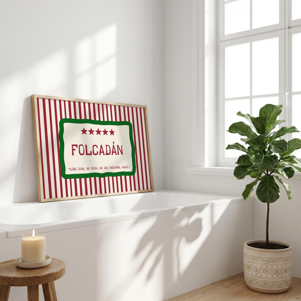 Folcadán Long Soak Irish print – wall mockup 3