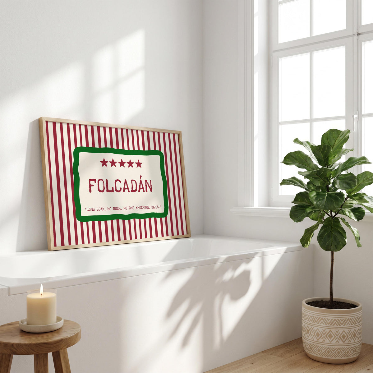 Folcadán Long Soak Irish print – wall mockup 3