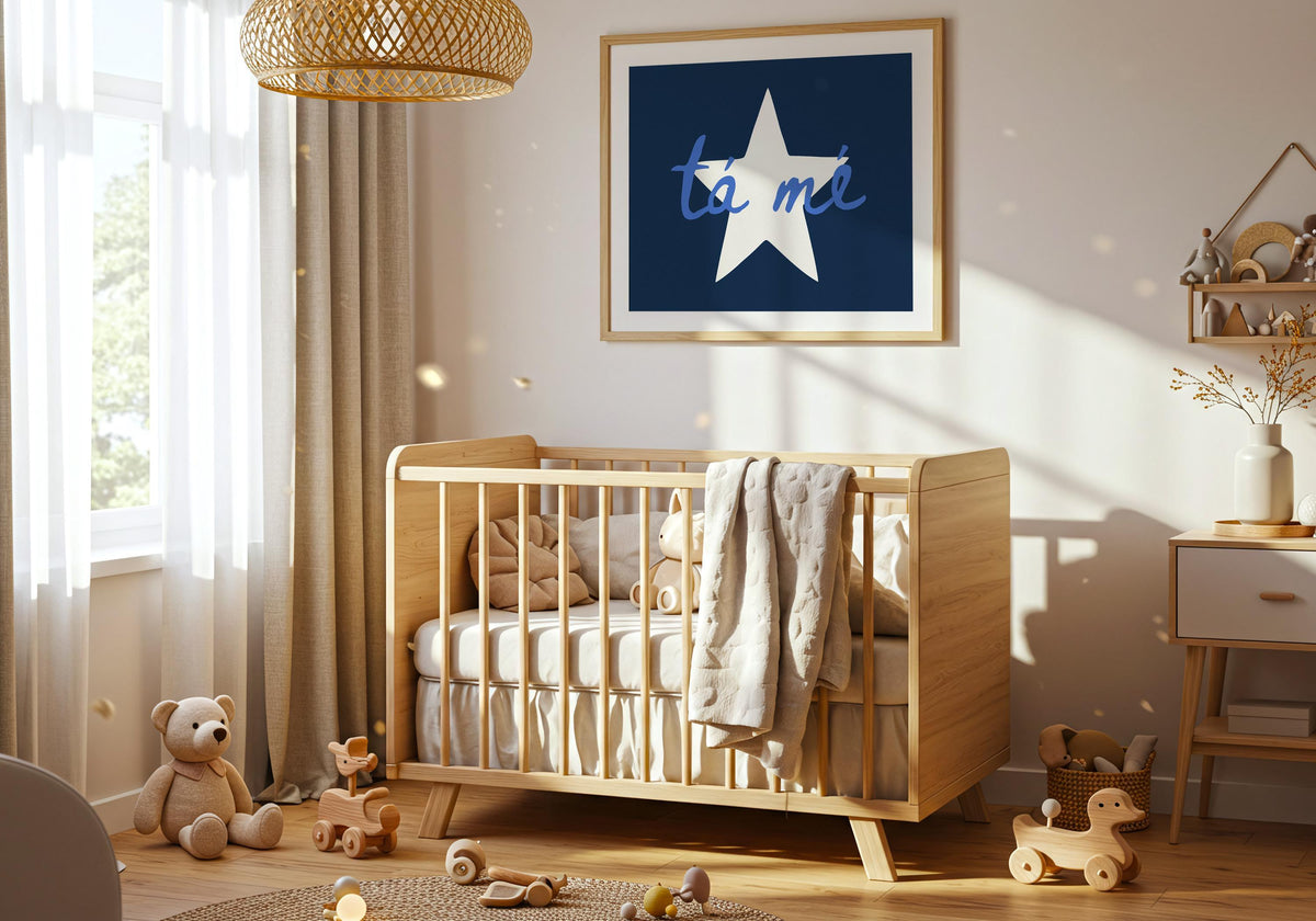 Tá Mé navy star print – mockup 2