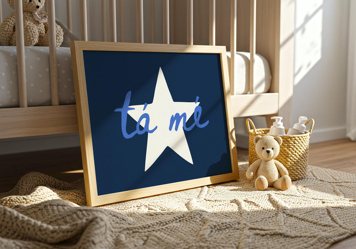 Tá Mé navy star print – mockup 3