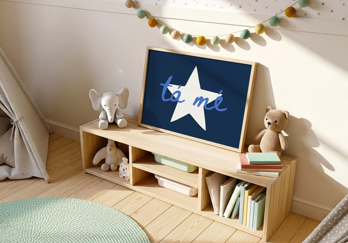 Tá Mé navy star print – mockup 5